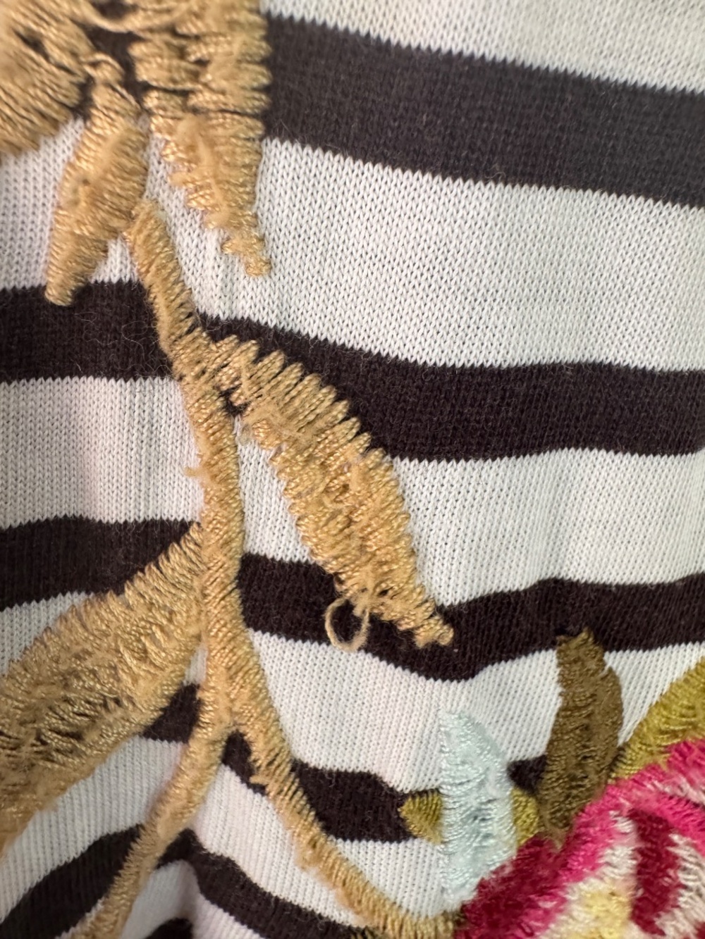 Johnny Was Embroidered Striped T shirt Dress - Picture 14 of 16